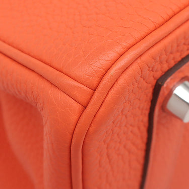 エルメス HERMES バーキン 25 カプシーヌ トゴ ハンドバッグ シルバー金具 赤