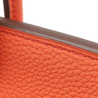 エルメス HERMES バーキン 25 カプシーヌ トゴ ハンドバッグ シルバー金具 赤