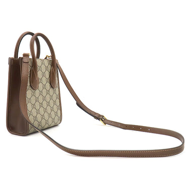 グッチ GUCCI インターロッキングG ミニトート 671623 ブラウン GGスプリームキャンバス 2WAYバッグ ゴールド金具 PVC×レザー