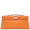 エルメス Hermes ケリー ロング ポシェット オレンジ ヴォースイフト ハンドバッグ シルバー金具 クラッチバッグ
