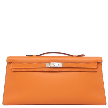 エルメス HERMES ケリー ロング ポシェット オレンジ ヴォースイフト ハンドバッグ シルバー金具 クラッチバッグ