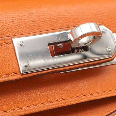 エルメス Hermes ケリー ロング ポシェット オレンジ ヴォースイフト ハンドバッグ シルバー金具 クラッチバッグ