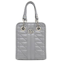 グッチ GUCCI GGマーモント ミニ ショルダー 696123 グレー レザー 2WAYバッグ シルバー金具 GGロゴ ハンドバッグ