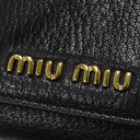 ミュウミュウ MIU MIU 二つ折り ロゴプレート 5MH109 NERO ゴートレザー マドラス 長財布 ゴールド金具 黒 ロングウォレット カードケース付き