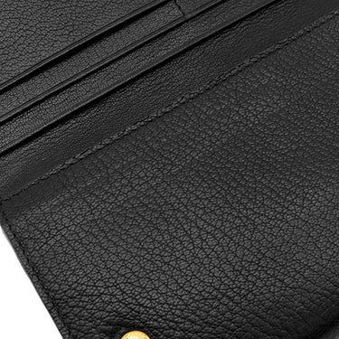 ミュウミュウ MIU MIU 二つ折り ロゴプレート 5MH109 NERO ゴートレザー マドラス 長財布 ゴールド金具 黒 ロングウォレット カードケース付き