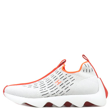 エルメス HERMES エクレール H2210982Z ホワイト×オレンジ ファブリック #41.5 スニーカー Hロゴ スリッポン ニット メッシュ ソルド品