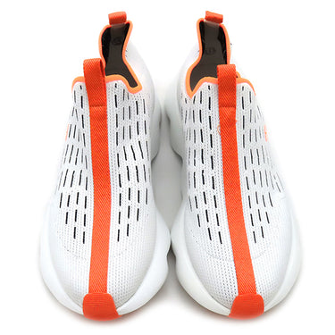 エルメス HERMES エクレール H2210982Z ホワイト×オレンジ ファブリック #41.5 スニーカー Hロゴ スリッポン ニット メッシュ ソルド品