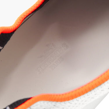 エルメス HERMES エクレール H2210982Z ホワイト×オレンジ ファブリック #41.5 スニーカー Hロゴ スリッポン ニット メッシュ ソルド品