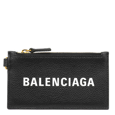 バレンシアガ BALENCIAGA ロゴ フラグメントケース 594548 ブラック レザー コインケース ゴールド金具 黒 ネックポーチ カードケース