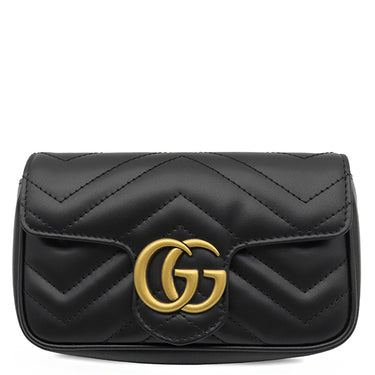 グッチ GUCCI GGマーモント ミニバッグ 476433 ブラック レザー シェブロンキルティングレザー ショルダーバッグ ヴィンテージ金具 ダブルG
