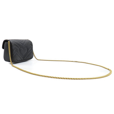 グッチ GUCCI GGマーモント ミニバッグ 476433 ブラック レザー シェブロンキルティングレザー ショルダーバッグ ヴィンテージ金具 ダブルG