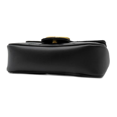 グッチ GUCCI GGマーモント ミニバッグ 476433 ブラック レザー シェブロンキルティングレザー ショルダーバッグ ヴィンテージ金具 ダブルG