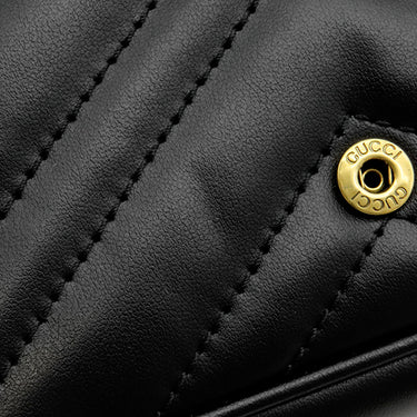 グッチ GUCCI GGマーモント ミニバッグ 476433 ブラック レザー シェブロンキルティングレザー ショルダーバッグ ヴィンテージ金具 ダブルG
