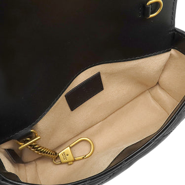 グッチ GUCCI GGマーモント ミニバッグ 476433 ブラック レザー シェブロンキルティングレザー ショルダーバッグ ヴィンテージ金具 ダブルG