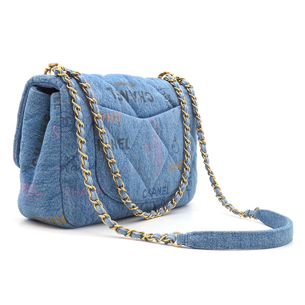 シャネル CHANEL マトラッセ 25 ブルー デニム ショルダーバッグ