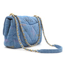 シャネル CHANEL マトラッセ 25 ブルー デニム ショルダーバッグ ゴールド金具 デニム チェーンショルダー