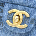 シャネル CHANEL マトラッセ 25 ブルー デニム ショルダーバッグ ゴールド金具 デニム チェーンショルダー