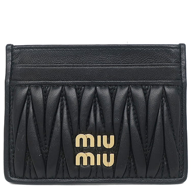 ミュウミュウ MIU MIU マテラッセレザー カードケース 5MC076 ブラック レザー ナッパレザー カードケース ゴールド金具 アイコニック 黒 カード入れ
