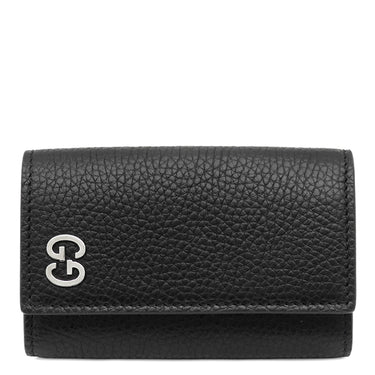 グッチ GUCCI ダブルG 6連キーケース 473924 ブラック レザー キーケース シルバー金具 6連 6本 キーリング付き 黒