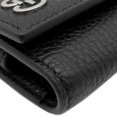 グッチ GUCCI ダブルG 6連キーケース 473924 ブラック レザー キーケース シルバー金具 6連 6本 キーリング付き 黒