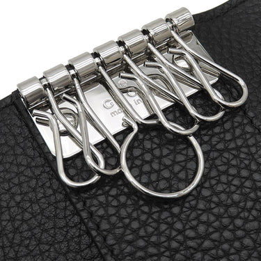 グッチ GUCCI ダブルG 6連キーケース 473924 ブラック レザー キーケース シルバー金具 6連 6本 キーリング付き 黒