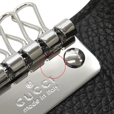 グッチ GUCCI ダブルG 6連キーケース 473924 ブラック レザー キーケース シルバー金具 6連 6本 キーリング付き 黒