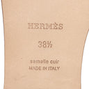 エルメス HERMES オラン H211242Z ブルークレール デニム レザー #38 1/2 サンダル 新品未使用 H型 ローヒール デニム
