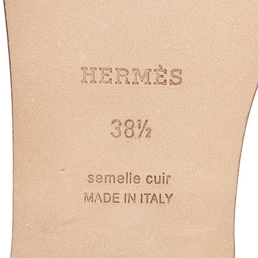 エルメス HERMES オラン H211242Z ブルークレール デニム レザー #38 1/2 サンダル 新品未使用 H型 ローヒール デニム