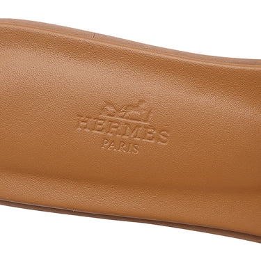 エルメス HERMES オラン H211242Z ブルークレール デニム レザー #38 1/2 サンダル 新品未使用 H型 ローヒール デニム