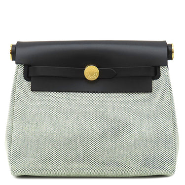 エルメス HERMES エールバッグジップ ミニ 20 ブラック×ヴェールモワイヤン キャンバス レザー トワルアッシュ ヴァッシュハンター ショルダーバッグ ゴールド金具 黒 2025年製