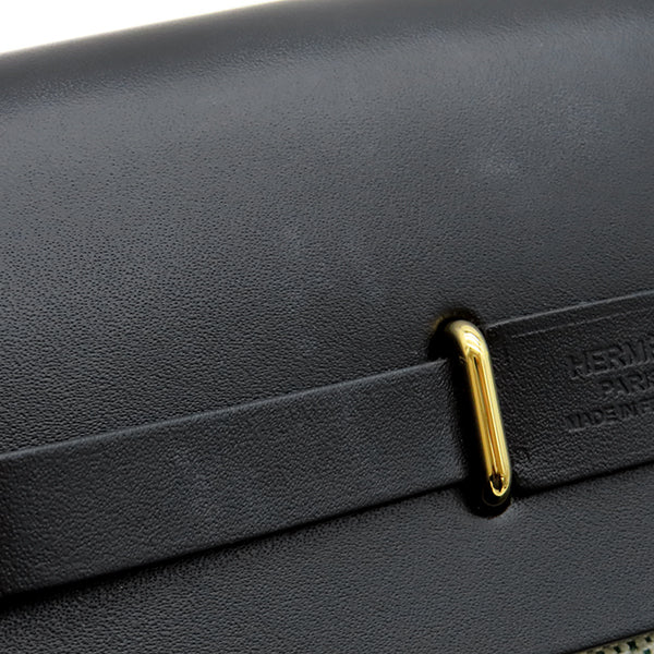 エルメス HERMES ショルダーバッグ エールバッグジップ ミニ 20 キャンバス レザー トワルアッシュ ヴァッシュハンター ブラック×ヴェールモワイヤン ゴールド金具 黒 2025年製 K 【箱】【中古】 エルメス HERMES エールバッグジップ ミニ 20 ブラック×ヴェールモワ