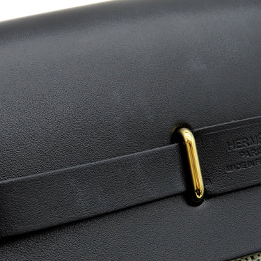 エルメス HERMES エールバッグジップ ミニ 20 ブラック×ヴェールモワイヤン キャンバス レザー トワルアッシュ ヴァッシュハンター ショルダーバッグ ゴールド金具 黒 2025年製