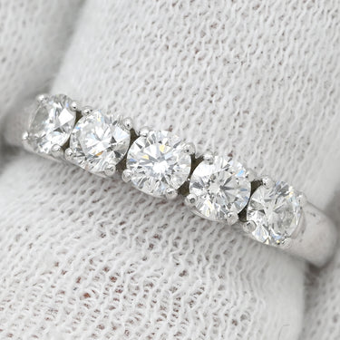 ミキモト MIKIMOTO ダイヤ 0.74ct プラチナシルバー Pt950 ダイヤモンド リング 指輪 プラチナ 一文字 5Pダイヤ 12号