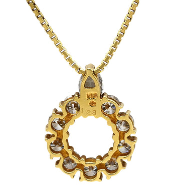 ノンブランド NON BRAND ダイヤ 1.28ct デザインペンダント イエローゴールド K18YG ダイヤモンド ネックレス 18K 750 YG ラウンド サークル 10石 マーキス ラウンドブリリアントカット