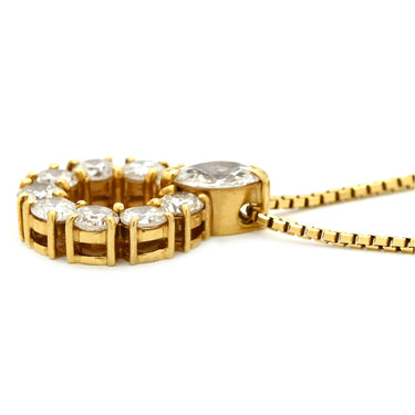 ノンブランド NON BRAND ダイヤ 1.28ct デザインペンダント イエローゴールド K18YG ダイヤモンド ネックレス 18K 750 YG ラウンド サークル 10石 マーキス ラウンドブリリアントカット