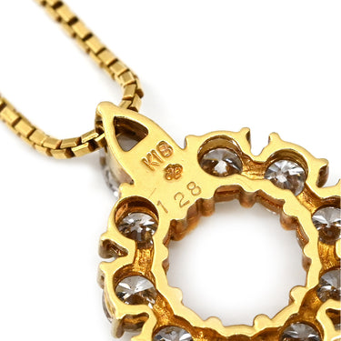 ノンブランド NON BRAND ダイヤ 1.28ct デザインペンダント イエローゴールド K18YG ダイヤモンド ネックレス 18K 750 YG ラウンド サークル 10石 マーキス ラウンドブリリアントカット