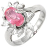 ノンブランド NON BRAND ピンクサファイア 1.40ct ダイヤ ピンク×プラチナシルバー Pt900 サファイア ダイヤモンド リング 指輪 桃色 プラチナ Pt900 オーバル ヘイローデザイン 11号
