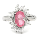 ノンブランド NON BRAND ピンクサファイア 1.40ct ダイヤ ピンク×プラチナシルバー Pt900 サファイア ダイヤモンド リング 指輪 桃色 プラチナ Pt900 オーバル ヘイローデザイン 11号