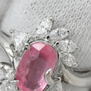ノンブランド NON BRAND ピンクサファイア 1.40ct ダイヤ ピンク×プラチナシルバー Pt900 サファイア ダイヤモンド リング 指輪 桃色 プラチナ Pt900 オーバル ヘイローデザイン 11号