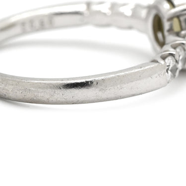 ノンブランド NON BRAND クリソベリル キャッツアイ 2.50ct ダイヤモンド 0.30ct グリーン×プラチナシルバー Pt900 クリソベリルキャッツアイ ダイヤモンド リング 指輪 猫目石 緑褐色 プラチナ 13号