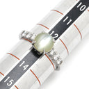 ノンブランド NON BRAND クリソベリル キャッツアイ 2.50ct ダイヤモンド 0.30ct グリーン×プラチナシルバー Pt900 クリソベリルキャッツアイ ダイヤモンド リング 指輪 猫目石 緑褐色 プラチナ 13号