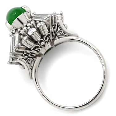 ノンブランド NON BRAND ヒスイ 2.526ct ダイヤモンド プラチナシルバー Pt850 ヒスイ ダイヤモンド リング 指輪 緑 グリーン 翡翠 ひすい ジェイダイト オーバル 5.5号