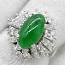 ノンブランド NON BRAND ヒスイ 2.526ct ダイヤモンド プラチナシルバー Pt850 ヒスイ ダイヤモンド リング 指輪 緑 グリーン 翡翠 ひすい ジェイダイト オーバル 5.5号