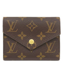 ルイヴィトン LOUIS VUITTON ポルトフォイユ ヴィクトリーヌ M41938 フューシャ モノグラムキャンバス 三つ折り財布 ゴールド金具 茶 ピンク