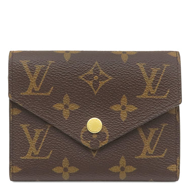 ルイヴィトン LOUIS VUITTON ポルトフォイユ ヴィクトリーヌ M41938 フューシャ モノグラムキャンバス 三つ折り財布 ゴールド金具 茶 ピンク