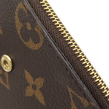 ルイヴィトン LOUIS VUITTON ポルトフォイユ ヴィクトリーヌ M41938 フューシャ モノグラムキャンバス 三つ折り財布 ゴールド金具 茶 ピンク