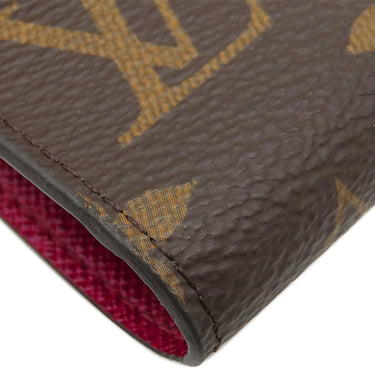 ルイヴィトン LOUIS VUITTON ポルトフォイユ ヴィクトリーヌ M41938 フューシャ モノグラムキャンバス 三つ折り財布 ゴールド金具 茶 ピンク