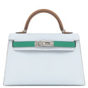 エルメス HERMES ミニケリードゥ 外縫い ブループリュム×ヴェールジェイド×ゴールド ヴォーエプソン 2WAYバッグ シルバー金具 ショルダー トリコロール