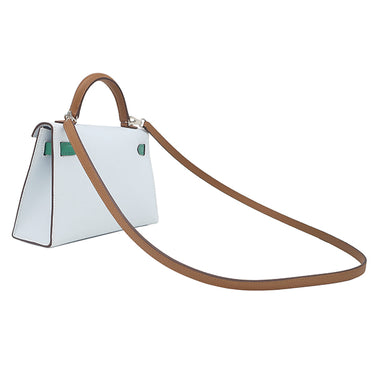 エルメス HERMES ミニケリードゥ 外縫い ブループリュム×ヴェールジェイド×ゴールド ヴォーエプソン 2WAYバッグ シルバー金具 ショルダー トリコロール