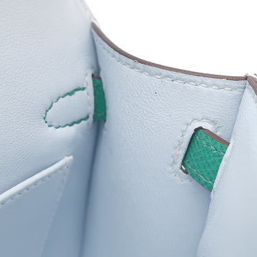 エルメス HERMES ミニケリードゥ 外縫い ブループリュム×ヴェールジェイド×ゴールド ヴォーエプソン 2WAYバッグ シルバー金具 ショルダー トリコロール